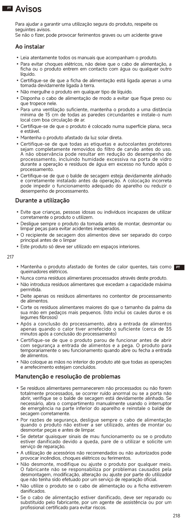 Avisos e informações de segurança