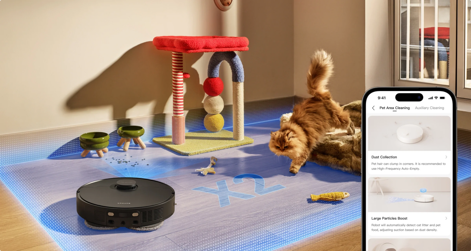 Personalização da limpeza da zona de animais de estimação