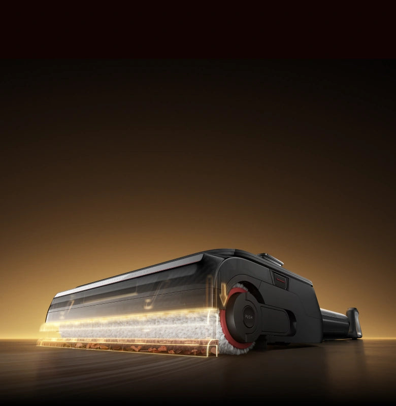 Robotic vacuum cleaning along a floor edge