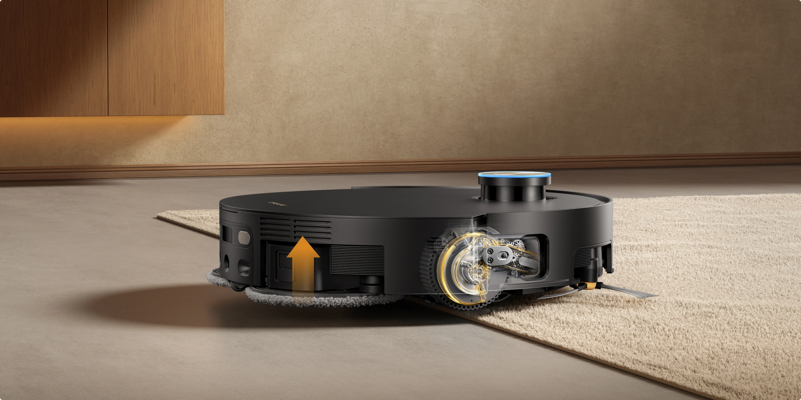 Elevação automática do chassis para tapetes